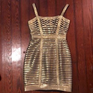 BCBG Gold and black cocktail dress